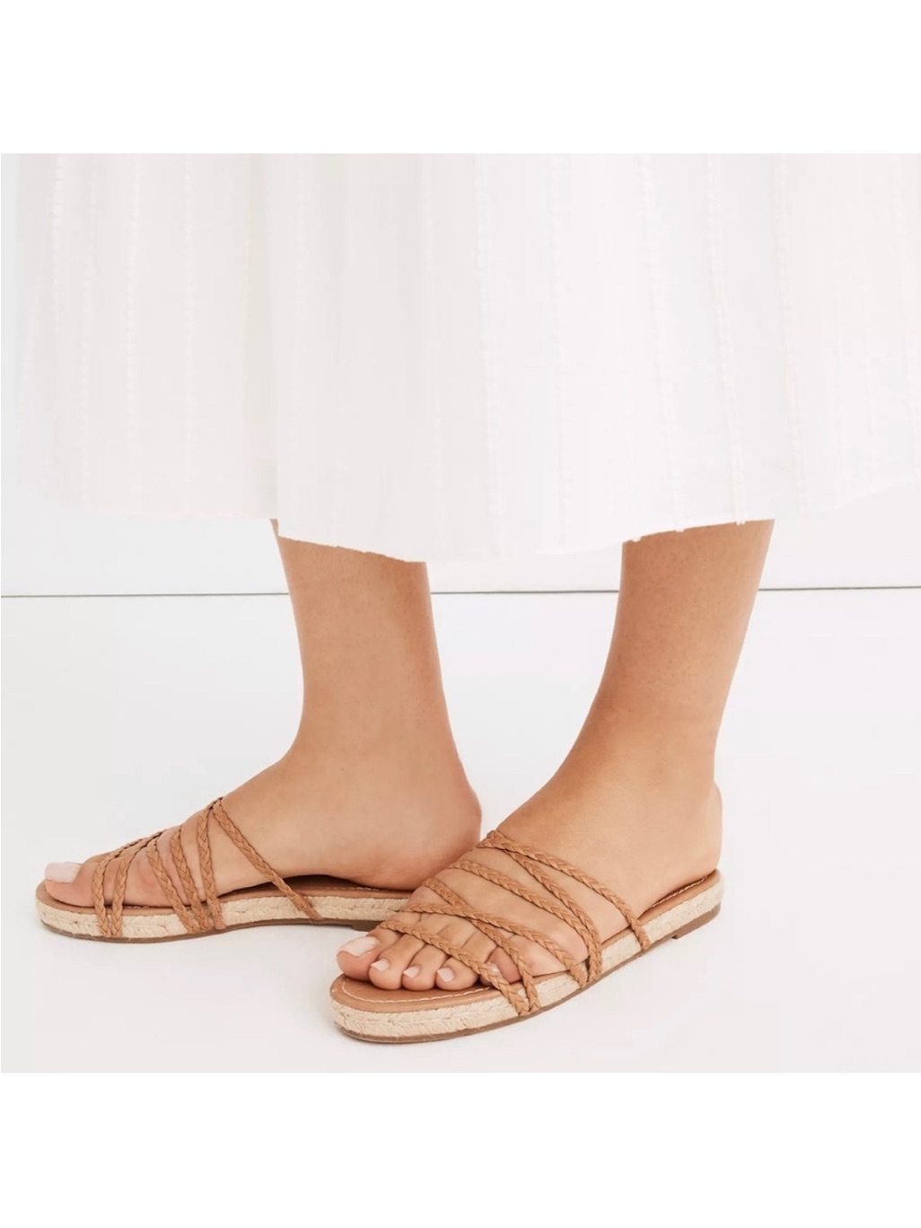 Madewell The Kathryn Espadrille Slide Sandals In Amber Brown